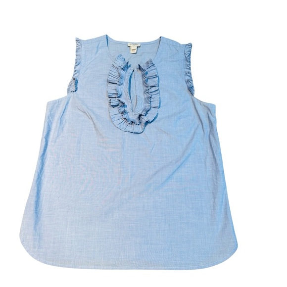 J. Crew Factory Tops - J.Crew Sleeveless Chambray Ruffle Top Women’s Size 4